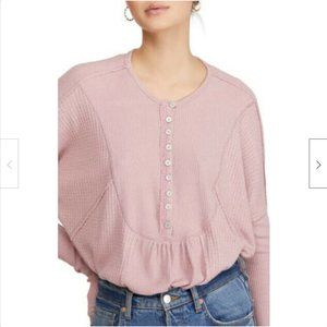 Free People Pink Leo Henley Top Size Medium